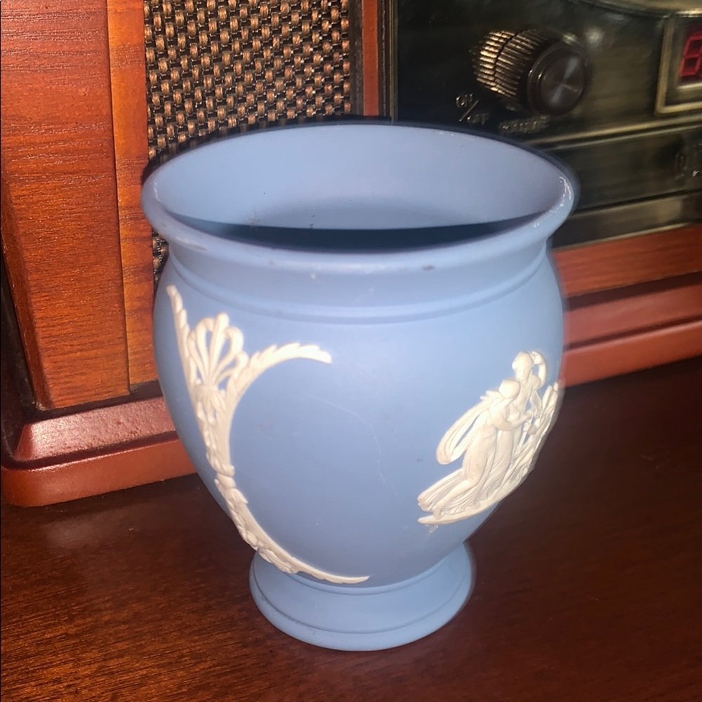 Wedgwood Jasperware Relief Pegasus Blue and White Vase